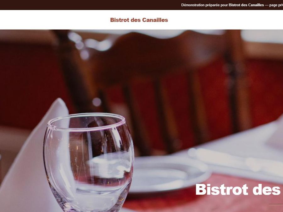 Page d'accueil du site de démonstration Bistrot des Canailles